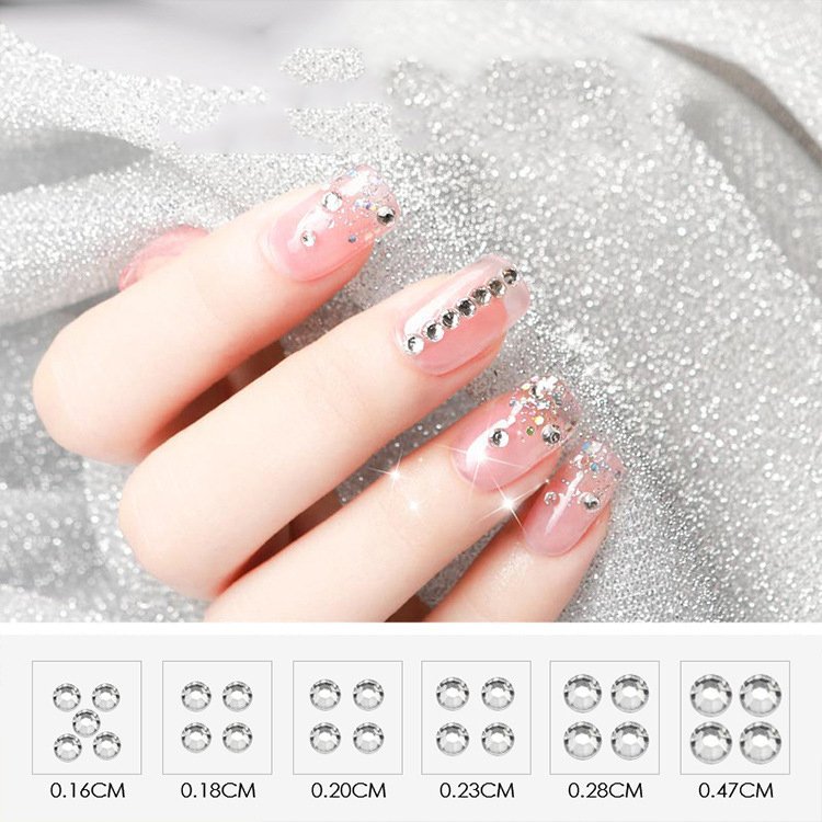 Blingbling AB Holographic Flash Nail Glass Rhinestone Set Art Decoration Crystal ss3-ss20 1440pcs Nail Art Rhinestones