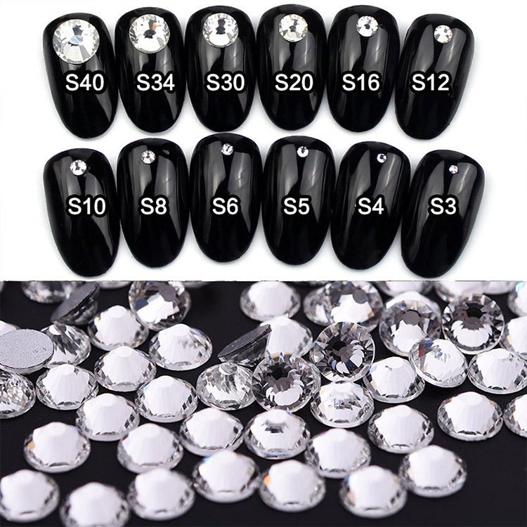 Blingbling AB Holographic Flash Nail Glass Rhinestone Set Art Decoration Crystal ss3-ss20 1440pcs Nail Art Rhinestones