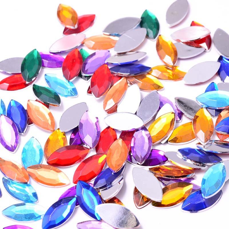 Horse Eyes Stones 9x20mm Flatback Crystal for Fabric Rhinestone Sandals Wholesale Glue on Acrylic Flat Back 7x15mm ACRYL