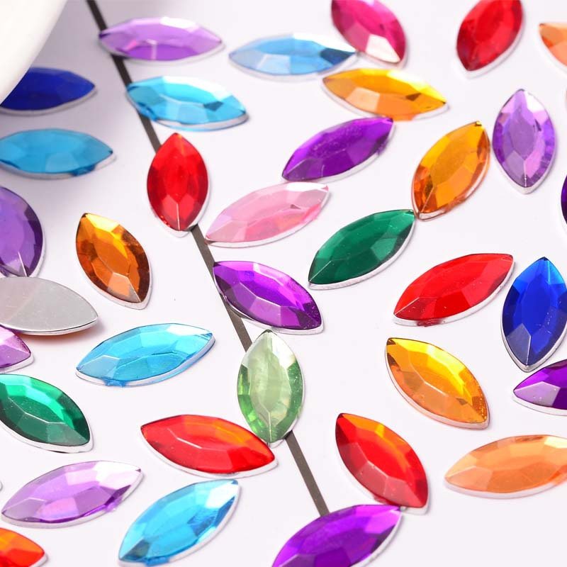Horse Eyes Stones 9x20mm Flatback Crystal for Fabric Rhinestone Sandals Wholesale Glue on Acrylic Flat Back 7x15mm ACRYL
