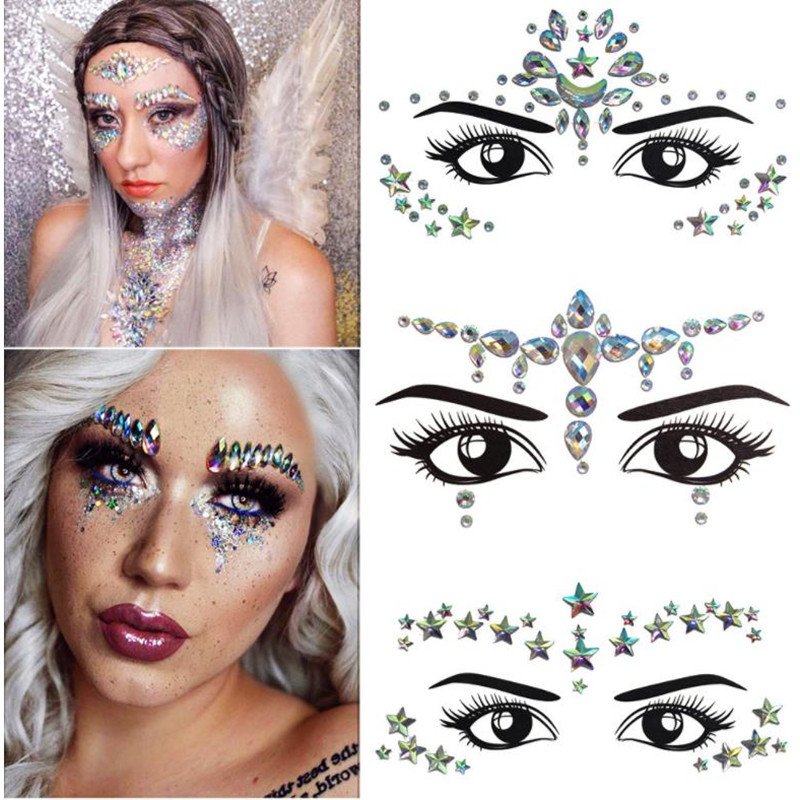 Carnival Festival Body Art Jewel Safety Makeup Rhinestone Eyes Tattoo Sticker Fancy Face Jewels