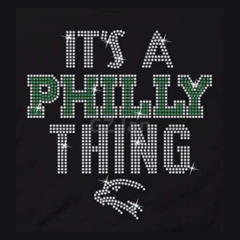 Philadelphia Heat Press Custom Rhinestone Design Eagles Football Motif Hot-fix Crystal Iron On Transfer Rhinestone