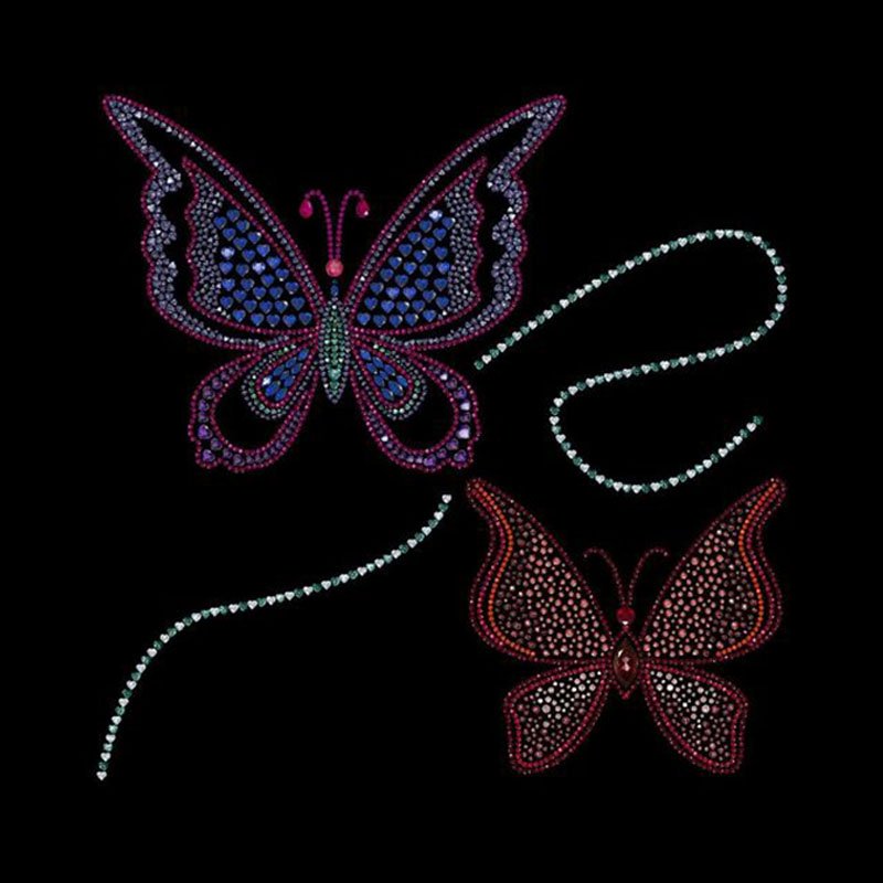 Custom Iron On Crystal Hotfix Strass Motif Spangle Hot Fix Iron on Butterfly Flower Rhinestone Design for Lady Dress T Shirt