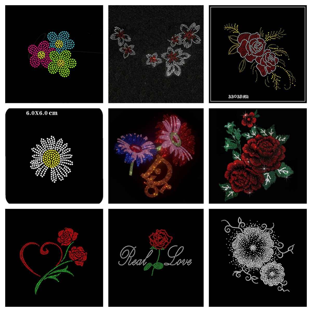 Custom Iron On Crystal Hotfix Strass Motif Spangle Hot Fix Iron on Butterfly Flower Rhinestone Design for Lady Dress T Shirt