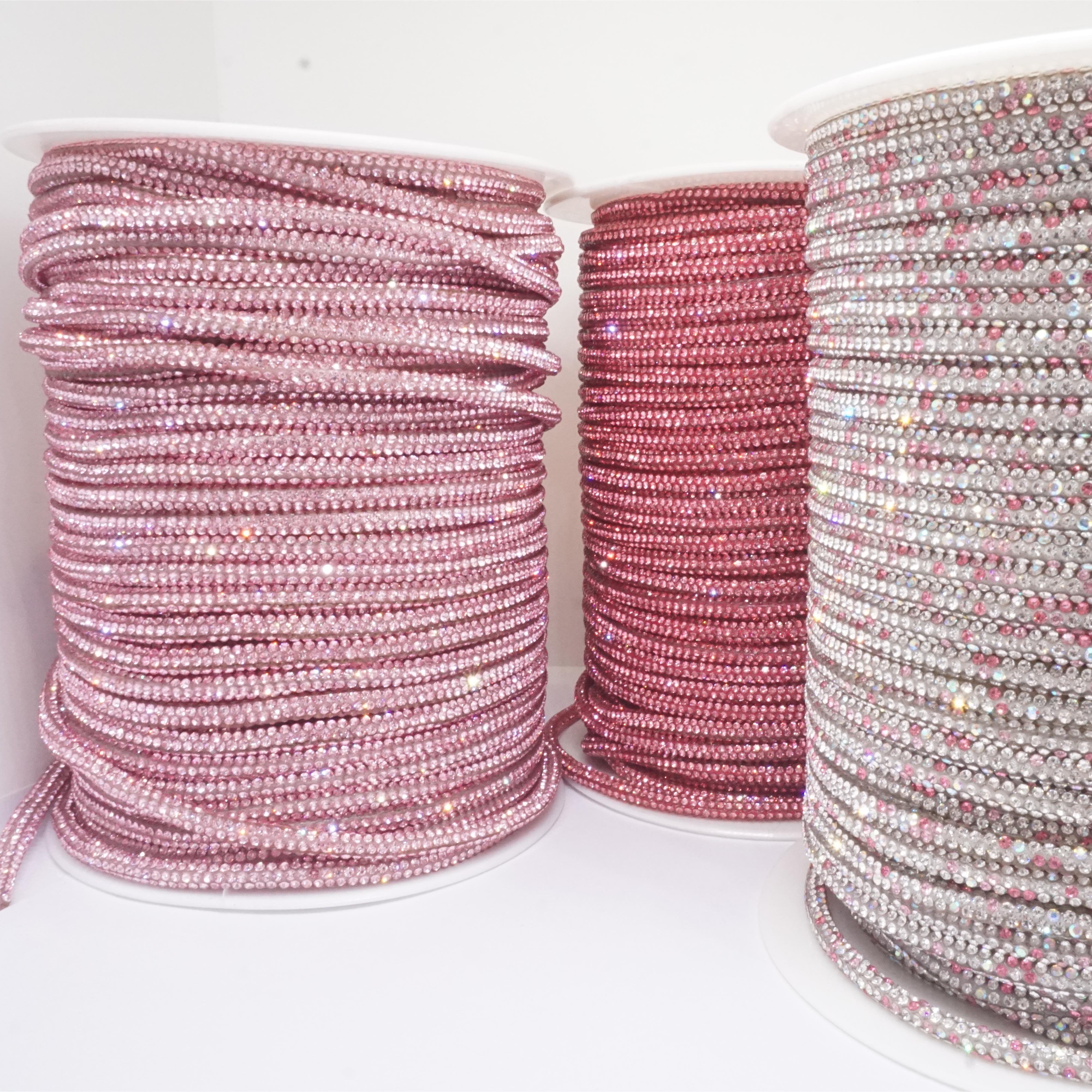 SINRONG Water Diamond Rope Colorful Flash Round Tube Diamond Rope 4mm 6mm Crystal Shoe Lace DIY Rope Bow