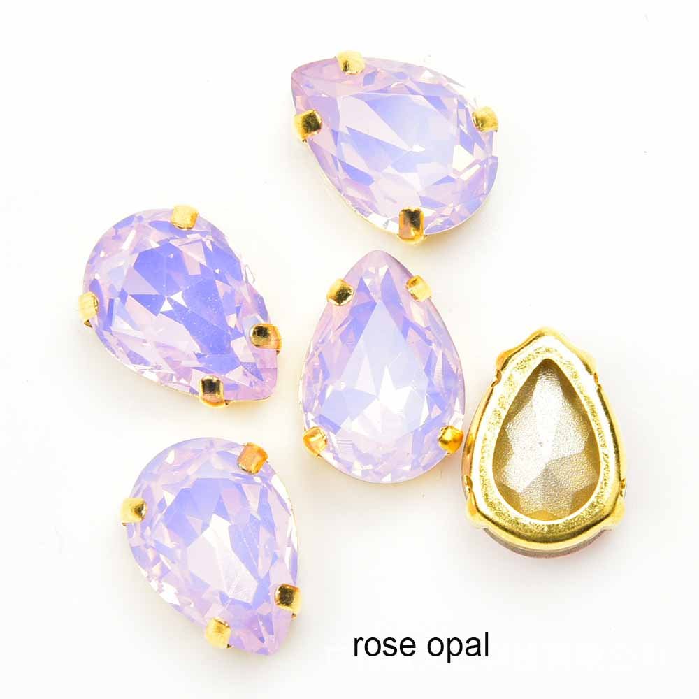 JFS030 High Quality Waterdrop Zircon Crystal Sew On Rhinestone With Gold Claw Shiny Beads For Garment Shoes Bags Accessories
