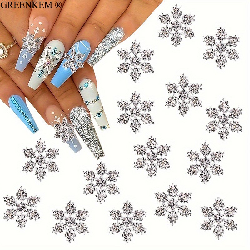 Christmas Nail Snow Art Charms Gold Silver Butterfly With Rhinestone Nail Jewelry For Nail Rhinestones