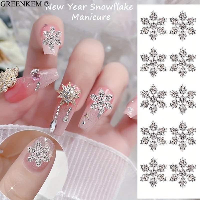 Christmas Nail Snow Art Charms Gold Silver Butterfly With Rhinestone Nail Jewelry For Nail Rhinestones