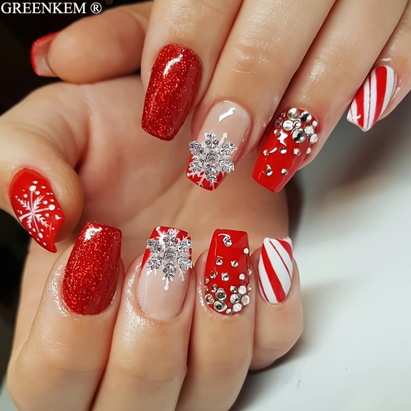 Christmas Nail Snow Art Charms Gold Silver Butterfly With Rhinestone Nail Jewelry For Nail Rhinestones