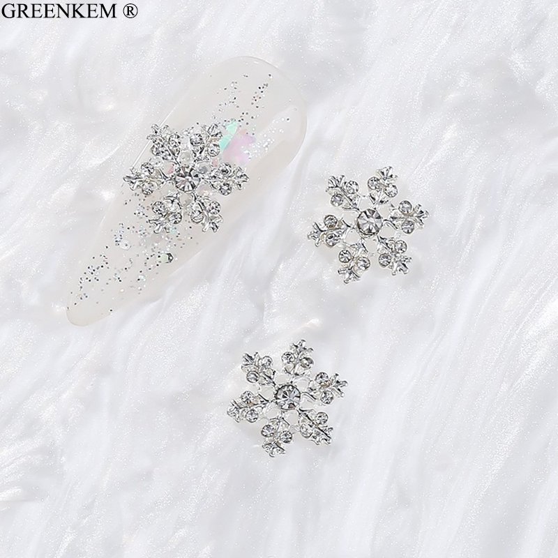 Christmas Nail Snow Art Charms Gold Silver Butterfly With Rhinestone Nail Jewelry For Nail Rhinestones