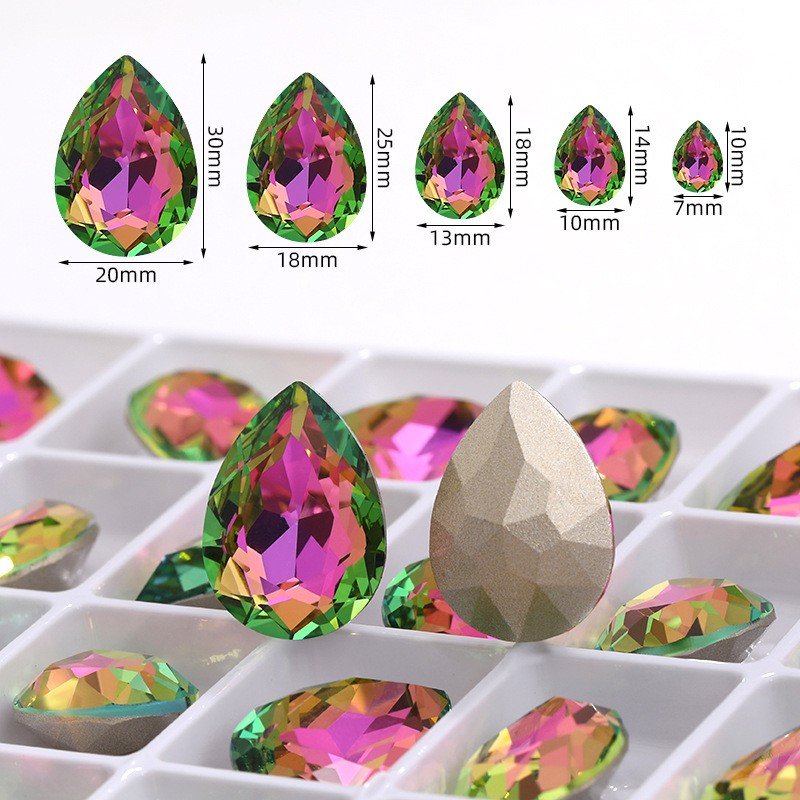 Xichuan Drop Fancy Stones Strass Nail Art Supplies Diamond Bling Crystals K9 Glass Point Back Rhinestones DIY Accessories