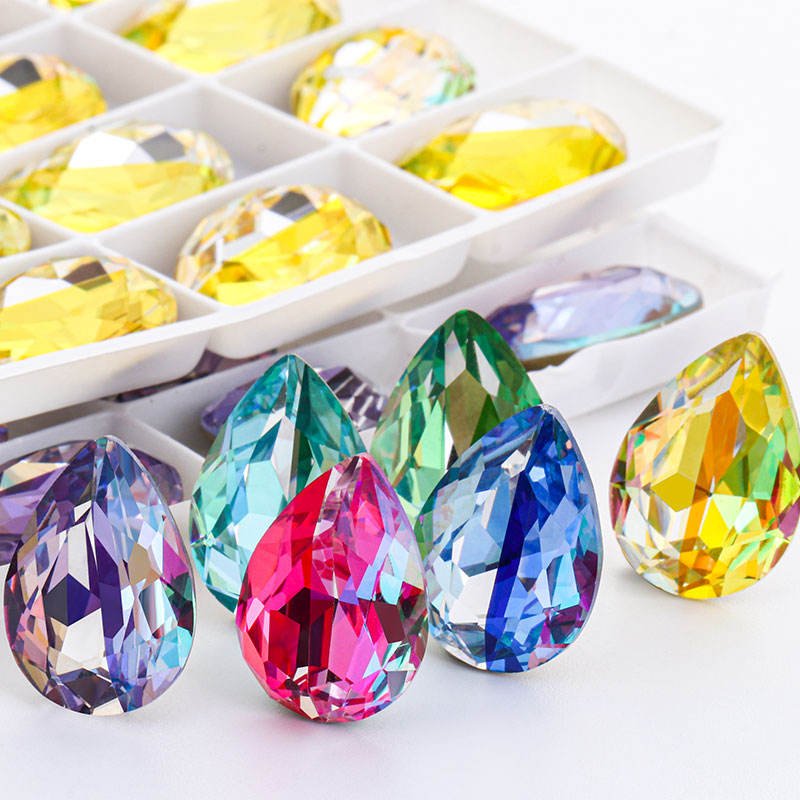 Xichuan Drop Fancy Stones Strass Nail Art Supplies Diamond Bling Crystals K9 Glass Point Back Rhinestones DIY Accessories