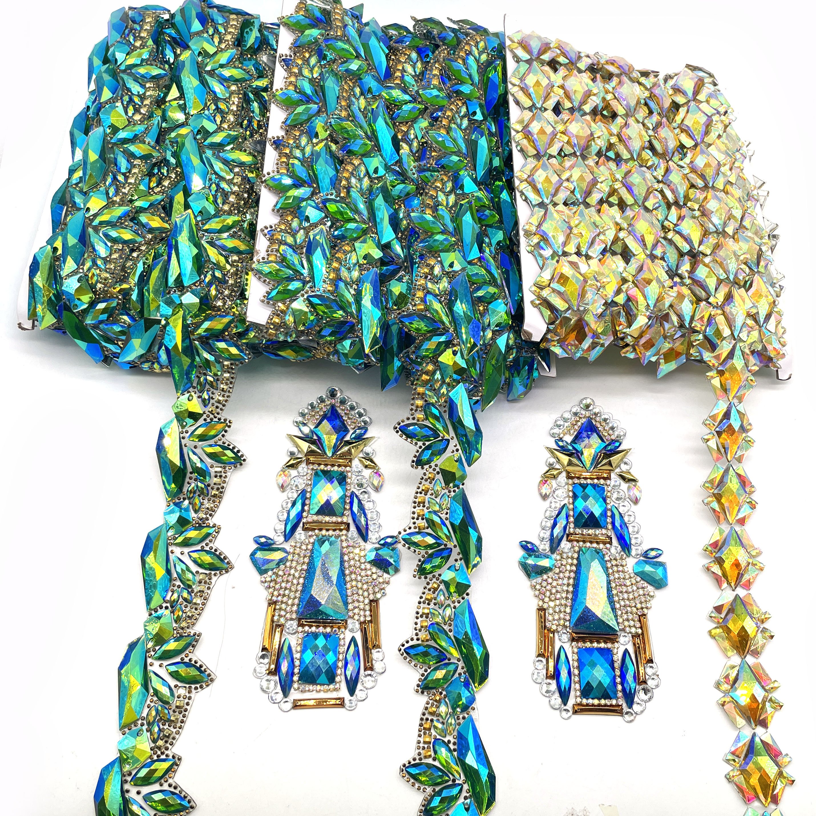 Trinidad Caribbean Carnival Costume Rhinestone Patch Decoration Gemstone Iron Rhinestone Applique Shoes Crafting Resin Material