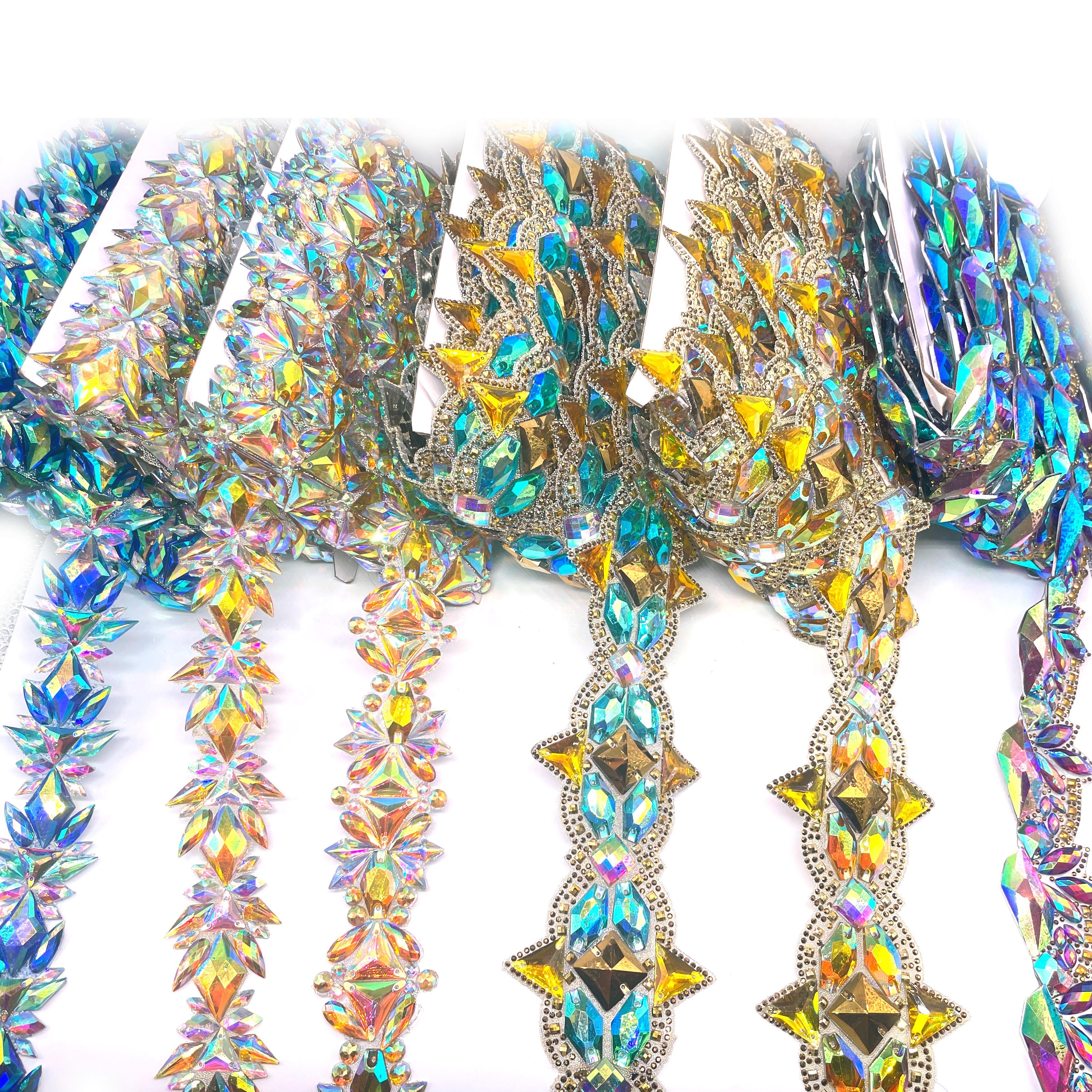 Trinidad Caribbean Carnival Costume Rhinestone Patch Decoration Gemstone Iron Rhinestone Applique Shoes Crafting Resin Material
