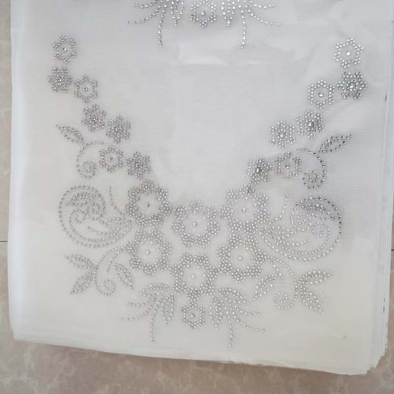 Wholesale Factory Custom Rhinestone Motif Design Hot Fix Rhinestone Iron On Transfer For Hijab Muslim Women Scarf