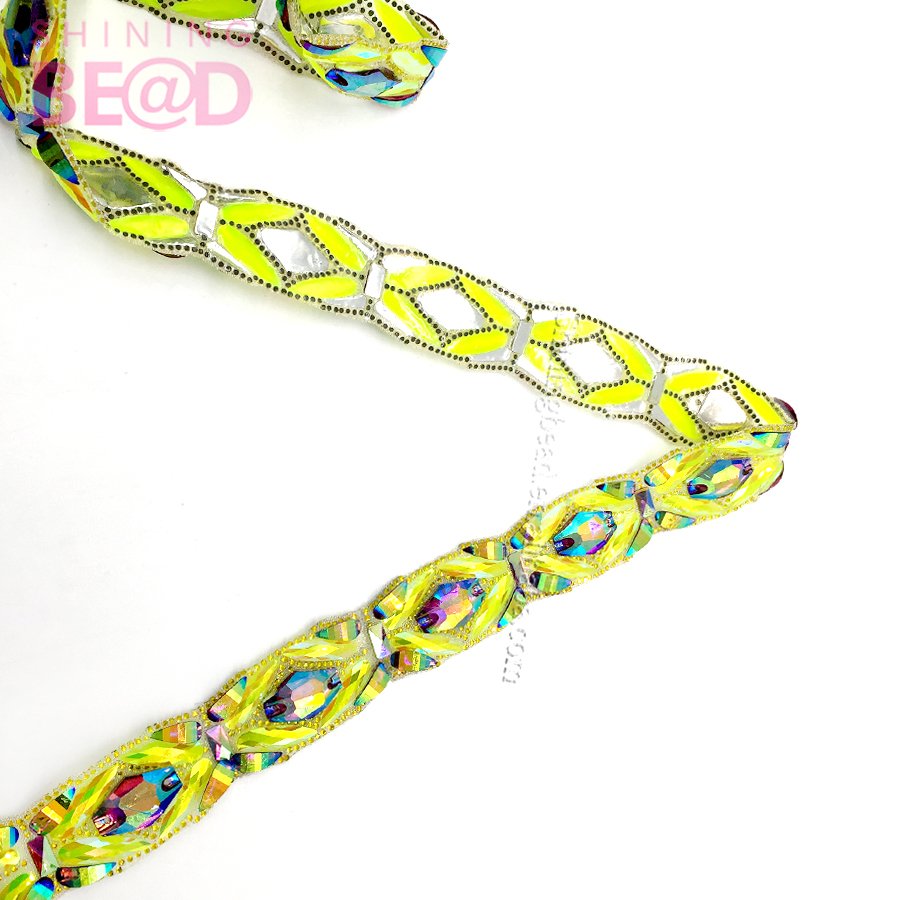 Wholesale New Fancy Design Resin Heat Transfer AB Rhinestone Tape Hot Fix Tape Apparel Trimmings for Clothing
