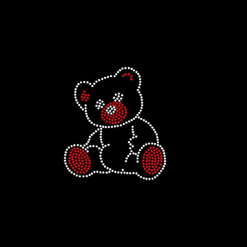 Custom bling rhinestone pattern hotfix glitter iron on transfer applique strass image hear press crystal bear motif for clothes