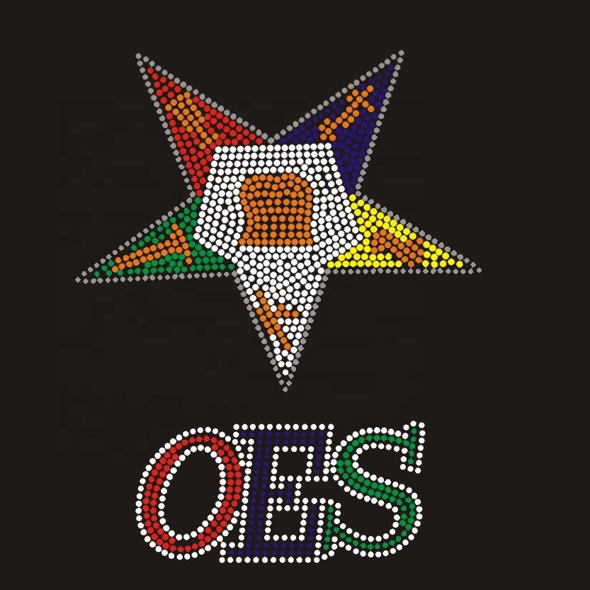 Perfect Quality Support Eastern Star Iron On Hot Fix Rhinestone Transfer Design For Shirts And Hoodies