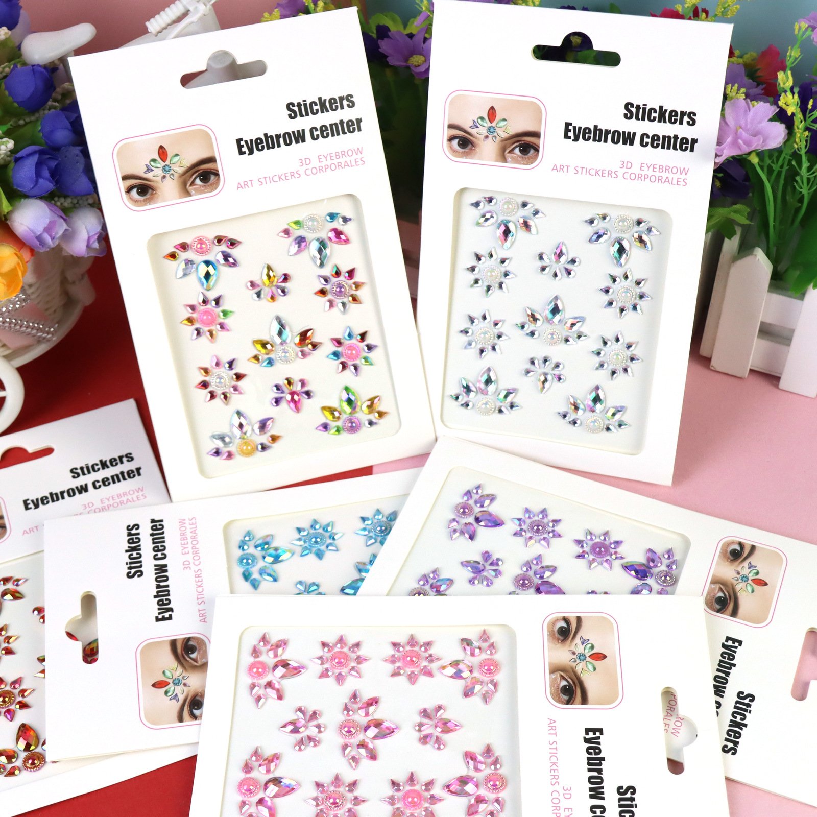 Face Jewels Diamond Makeup Art Eyeliner Glitter Face Jewelry Sticker Temporary Tattoo Party Bady Makeup Pearl Rhinestones