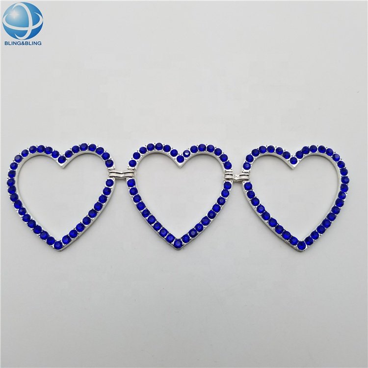 Custom Cute girl silver metal rhinestone Heart Bikini connector swimwear accessories