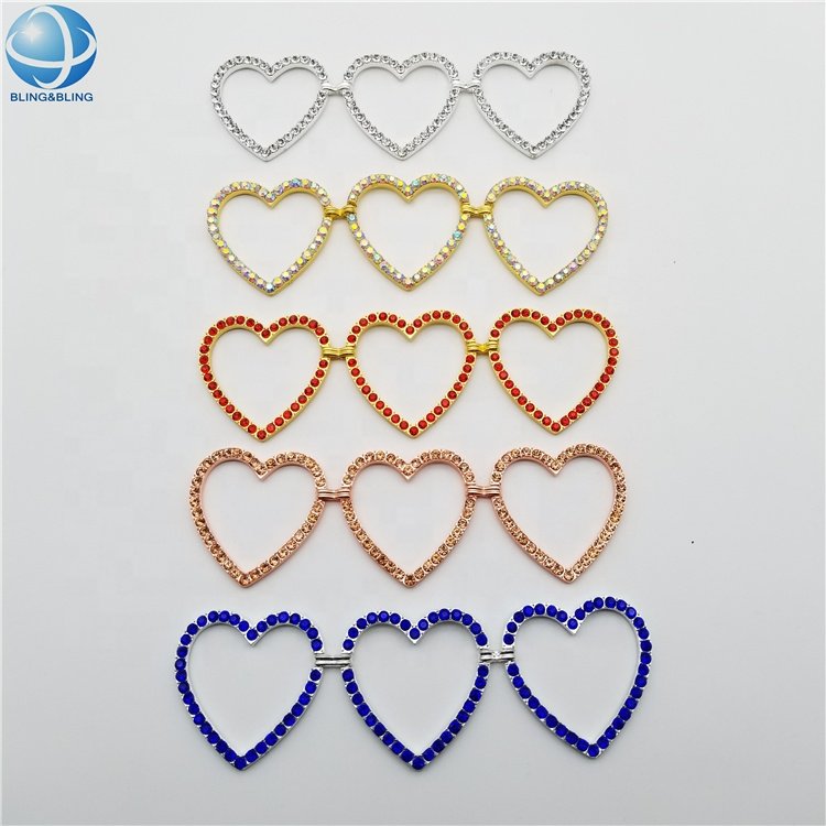 Custom Cute girl silver metal rhinestone Heart Bikini connector swimwear accessories