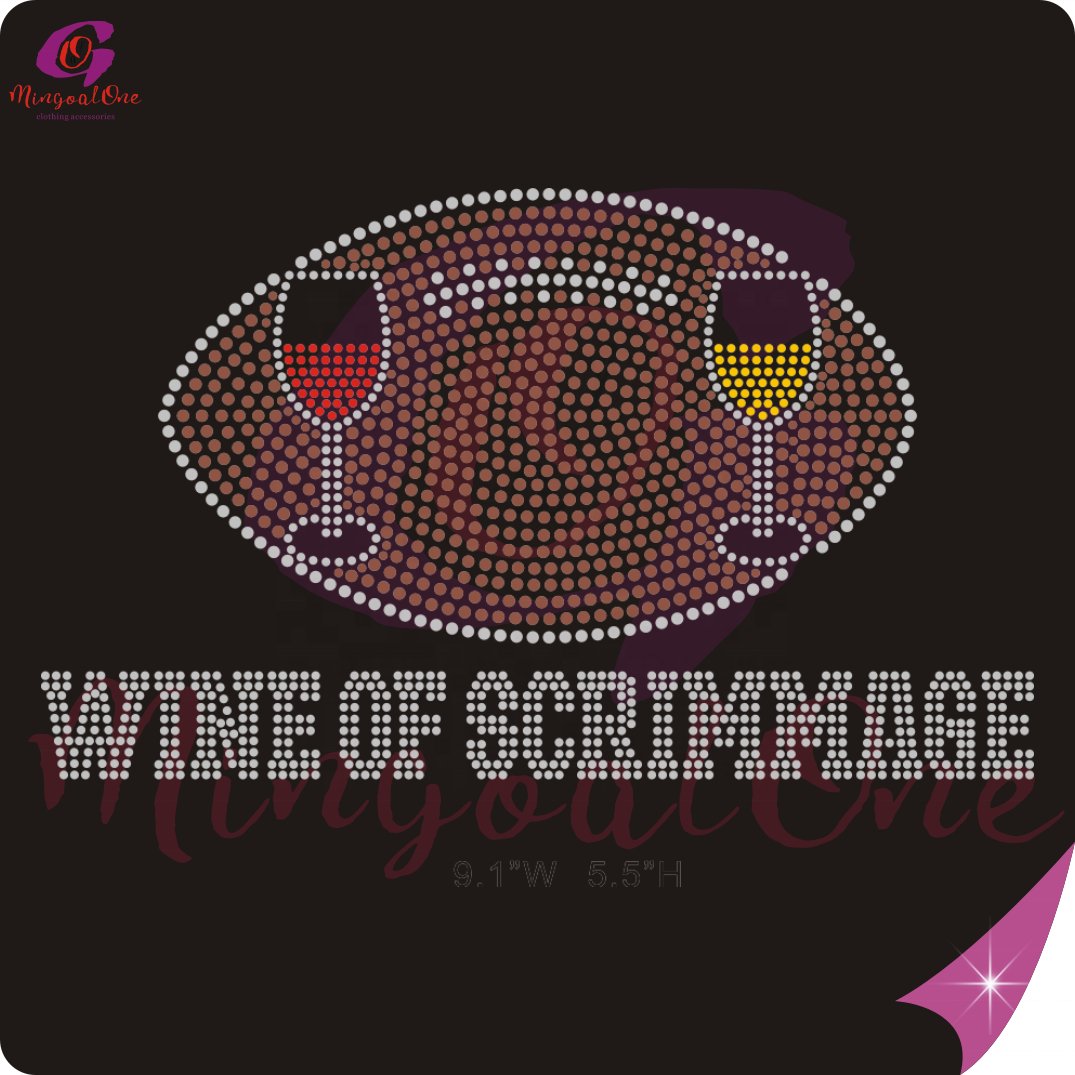 Custom Football Hot Fix Rhinestone Transfers Designs Sport Iron On Motif Heat Press Transfer Rhinestone Designs for Shirt