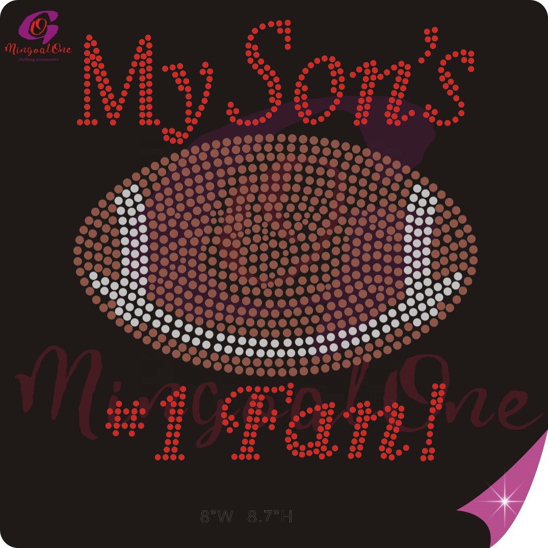 Custom Football Hot Fix Rhinestone Transfers Designs Sport Iron On Motif Heat Press Transfer Rhinestone Designs for Shirt