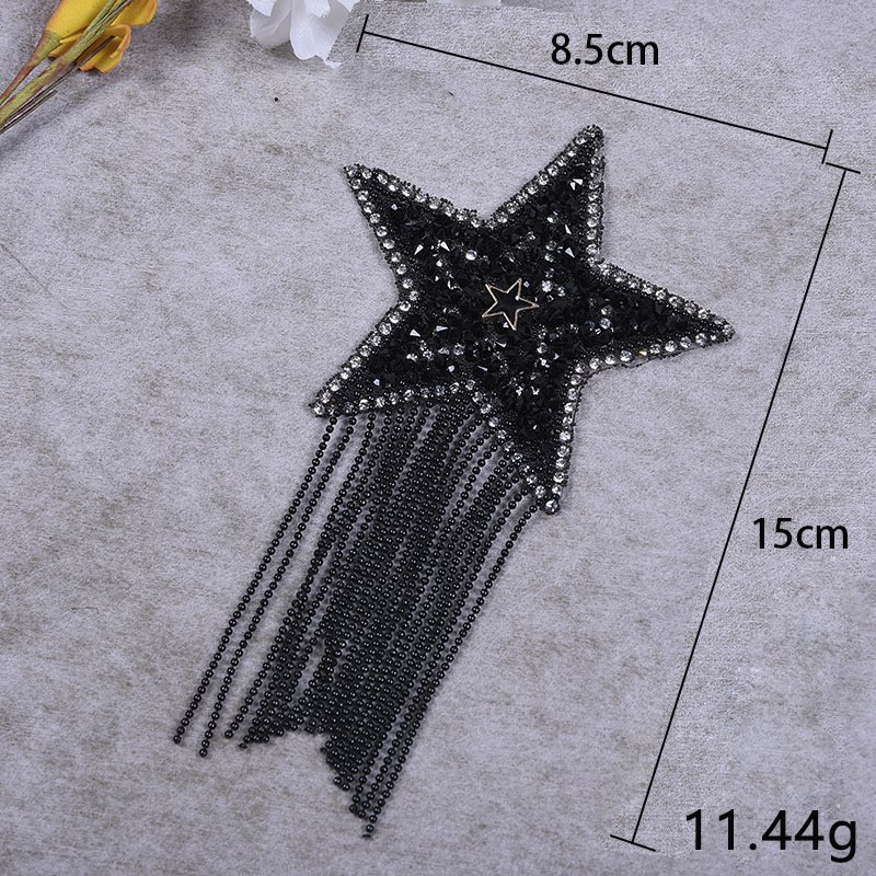 Wholesale Rhinestone Iron on Patch Star Tassel Badge DIY Clothing Star Rhinestone iron on patch for Bag Hat