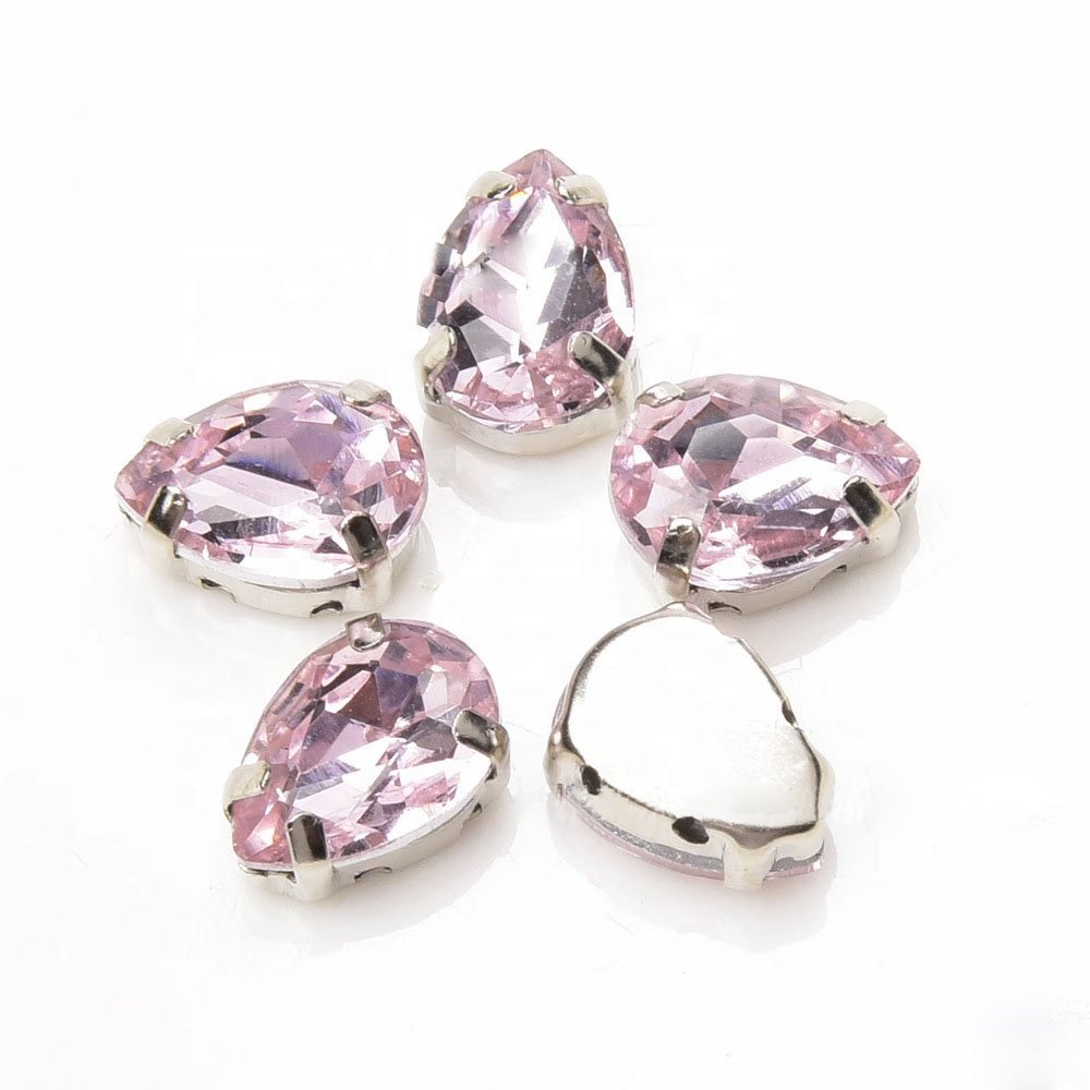 Tear Drop Shaped Crystal Sew on Rhinestone With Silver Claw Setting for Wedding Dress Shoes Bags