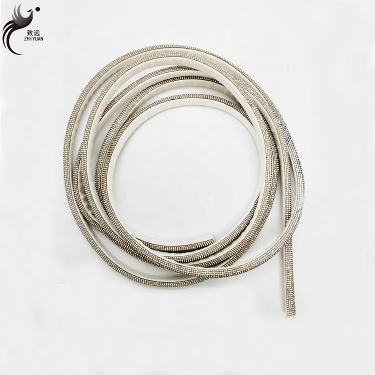 High quality hot selling 4mm small drill product Diy round collar garment accessory rope rhinestone strip