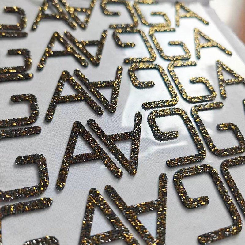 Wholesale Custom Clothing Accessories Stickers Crystal Diamonds Heat Transfer Labels for Garment Hot Fix Adhesive Rhinestone 12