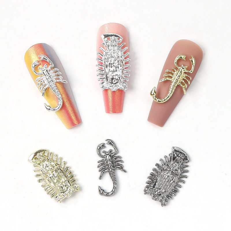 2023 3D Alloy Scorpion Nail Art Charms Rhinestones Death Accessories Parts For Manicure Decor Nails Decoration Supplies Tool