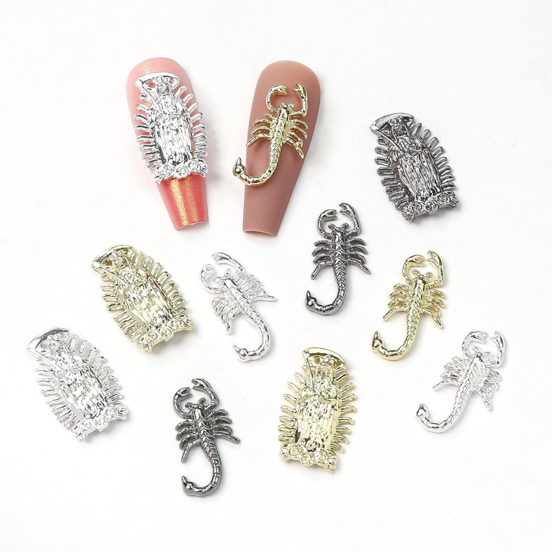 2023 3D Alloy Scorpion Nail Art Charms Rhinestones Death Accessories Parts For Manicure Decor Nails Decoration Supplies Tool
