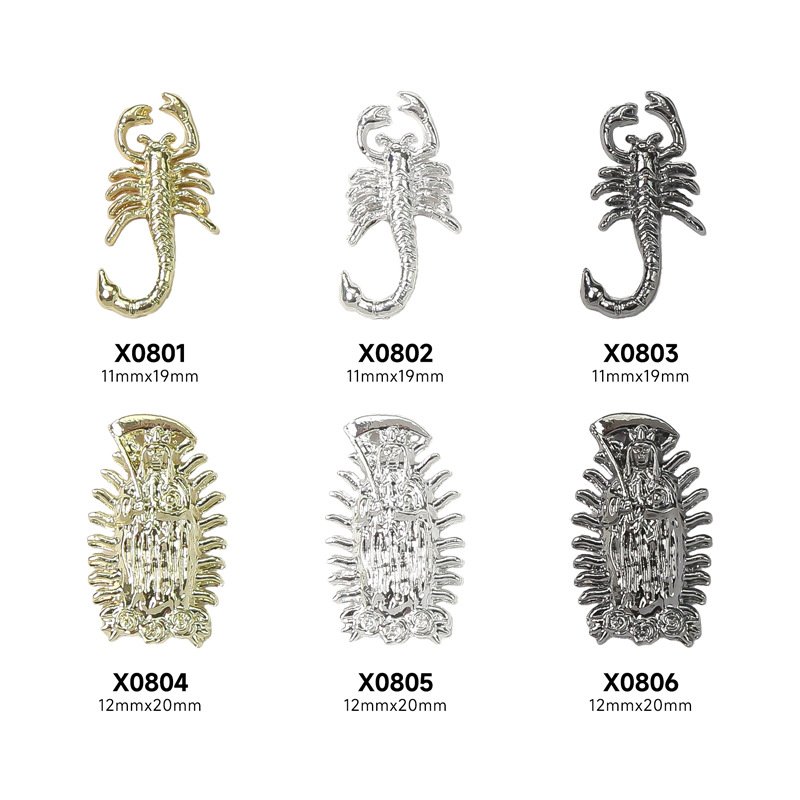 2023 3D Alloy Scorpion Nail Art Charms Rhinestones Death Accessories Parts For Manicure Decor Nails Decoration Supplies Tool
