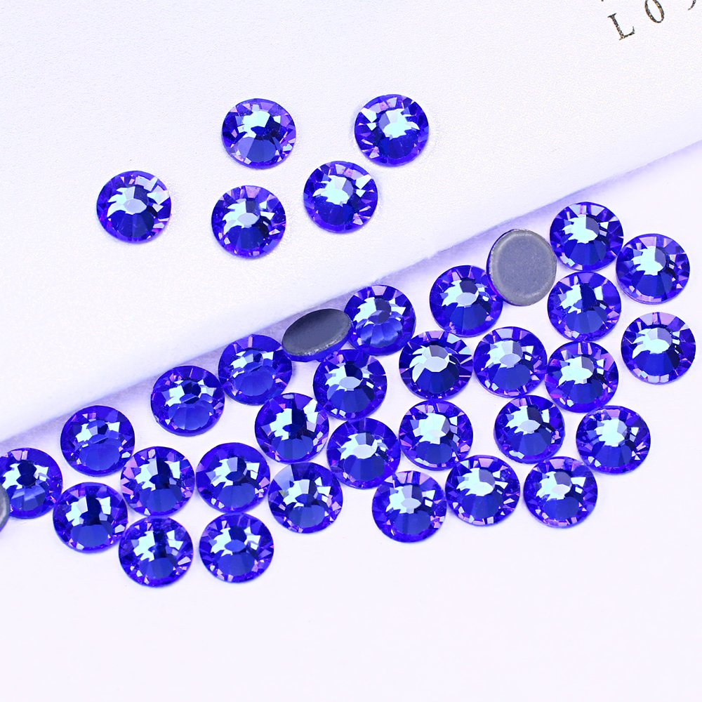 Junjiao crystal sapphire hotfix rhinestone high quality ss3-ss34 hotfix rhinestones for dress clothing diy decoration nail art