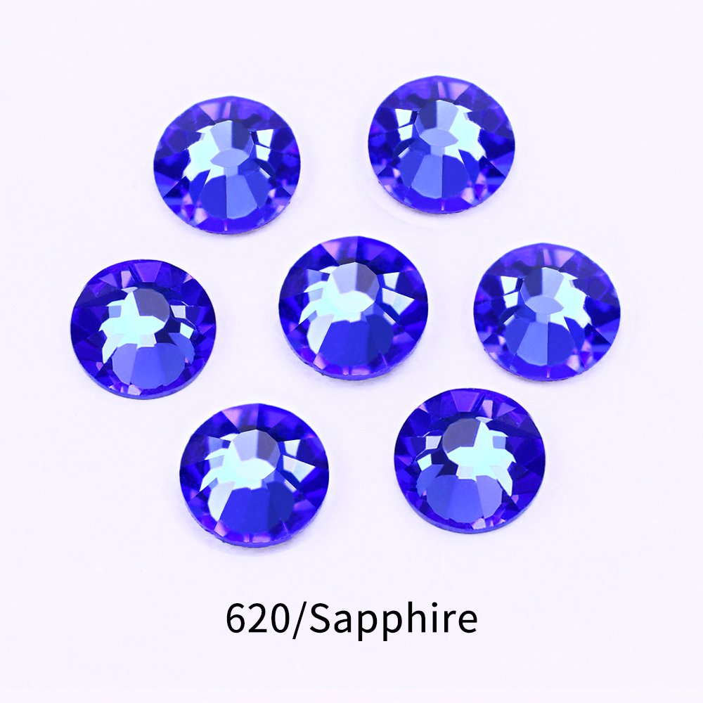 Junjiao crystal sapphire hotfix rhinestone high quality ss3-ss34 hotfix rhinestones for dress clothing diy decoration nail art