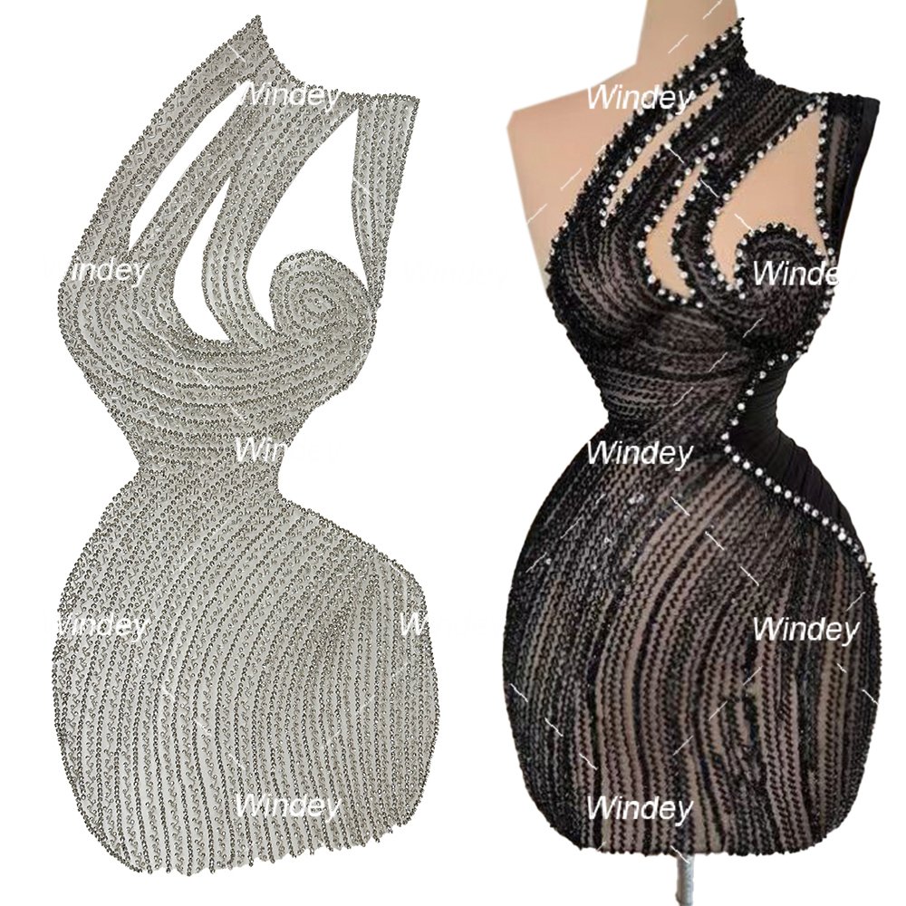New Sexy Handmade one-shoulder Crystal Beaded Body Diamond Bridal Bodice Heavy Stones Applique Rhinestone Ball Gown