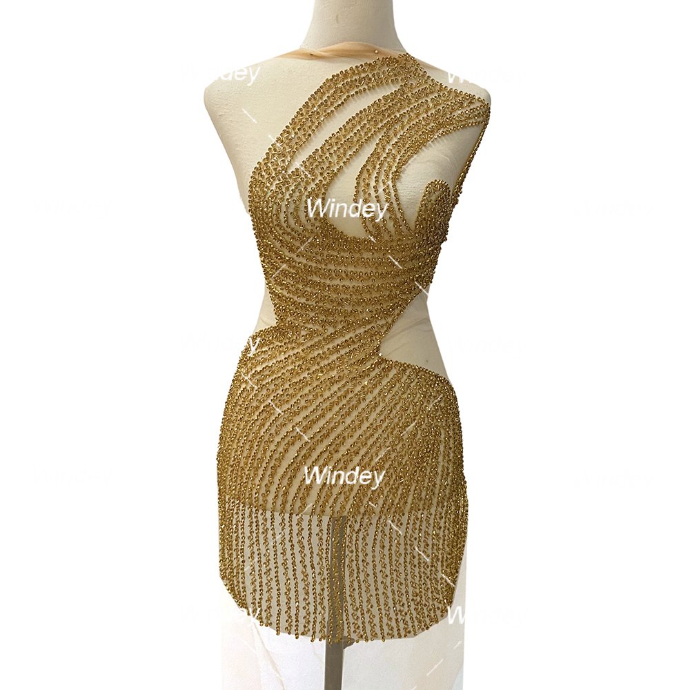 New Sexy Handmade one-shoulder Crystal Beaded Body Diamond Bridal Bodice Heavy Stones Applique Rhinestone Ball Gown