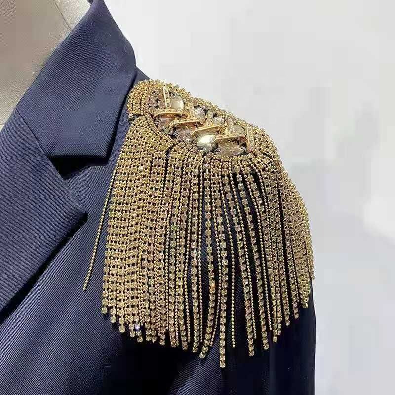 rhinestone fringe shoulder patch for jacket garment accessories