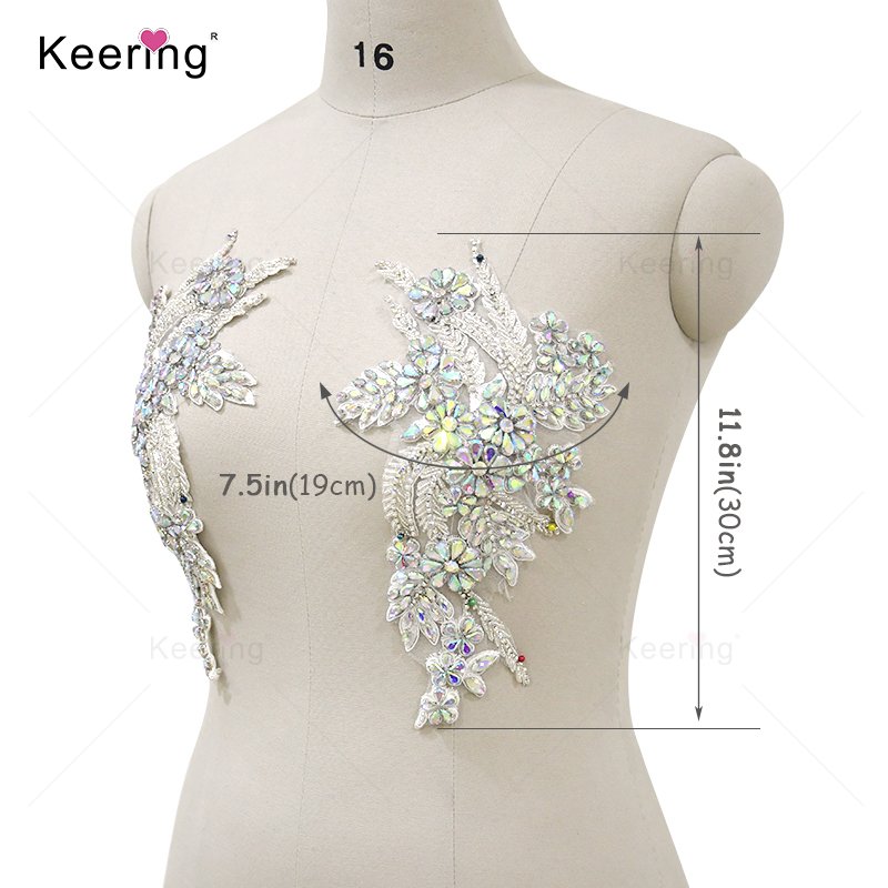 WDP-296 Keering Mixed Colours Crystal 2022 Pair Design Bodice Hot Pink Rhinestone Applique For Breast
