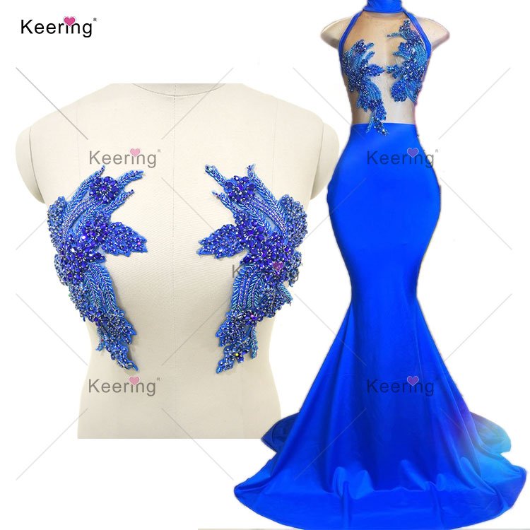 WDP-296 Keering Mixed Colours Crystal 2022 Pair Design Bodice Hot Pink Rhinestone Applique For Breast