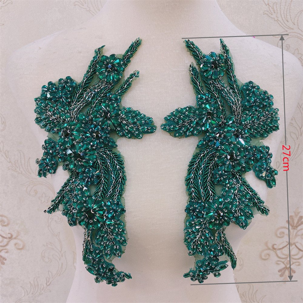 New pair of crystal rhinestone wedding collar with beaded appliques for clothes decoration