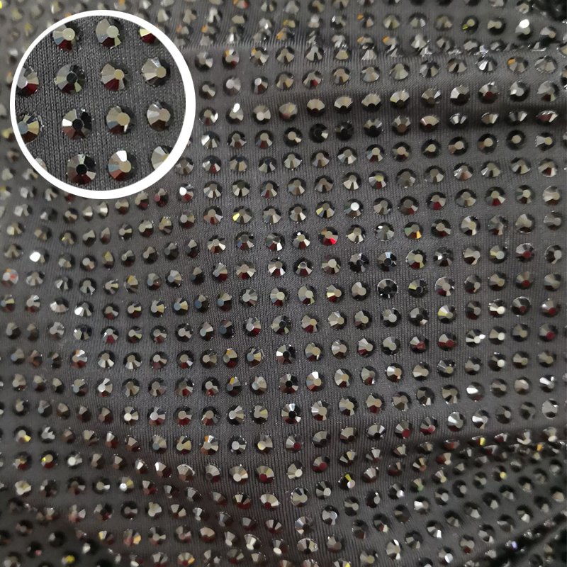 Lucky new rhinestone mesh fabric stretch fabric with rhinestones high density diamond fabric for dancing dress