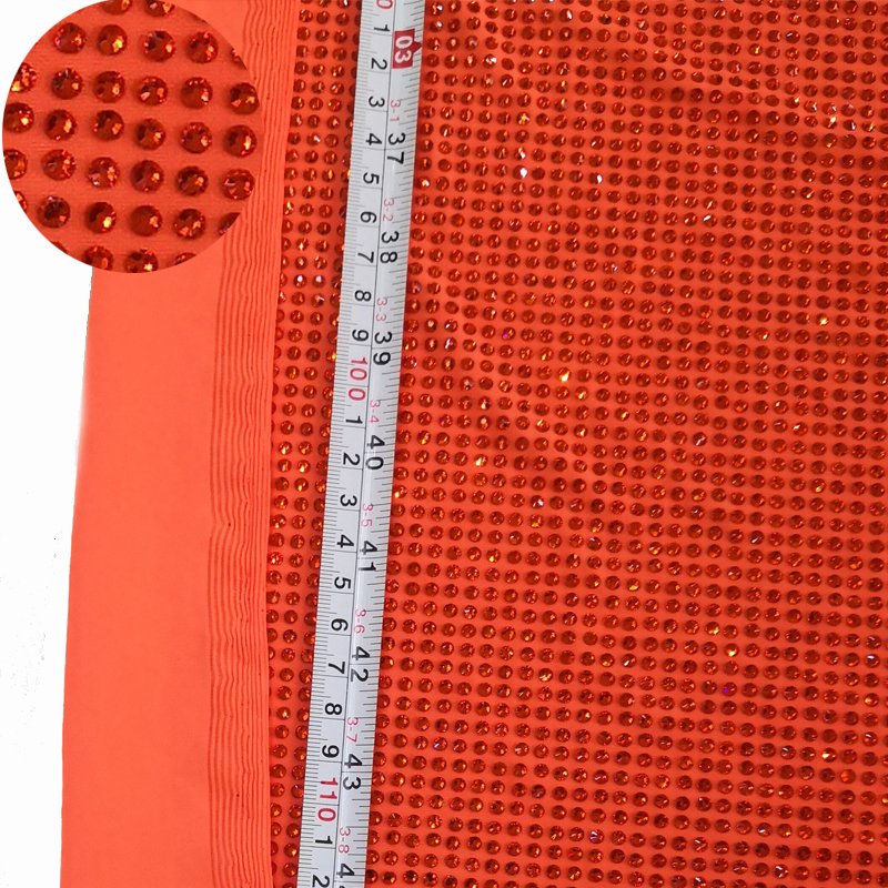 Lucky new rhinestone mesh fabric stretch fabric with rhinestones high density diamond fabric for dancing dress