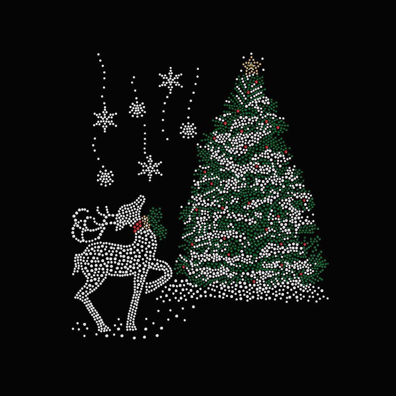 Custom Rhinestone Design Christmas Trees Template Hot Fix Iron on Patch Bling Transfer Christmas Tree Rhinestone Motif for Cloth
