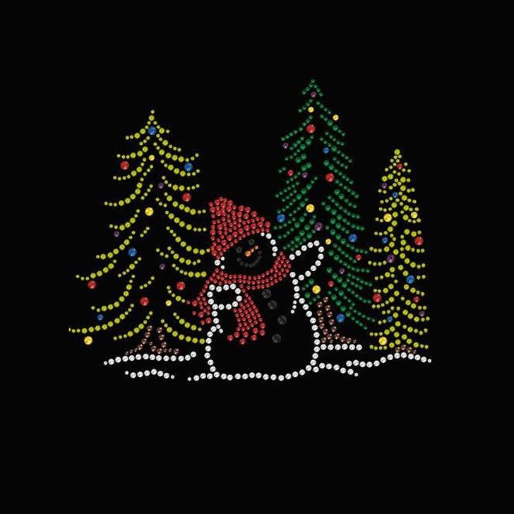 Custom Rhinestone Design Christmas Trees Template Hot Fix Iron on Patch Bling Transfer Christmas Tree Rhinestone Motif for Cloth