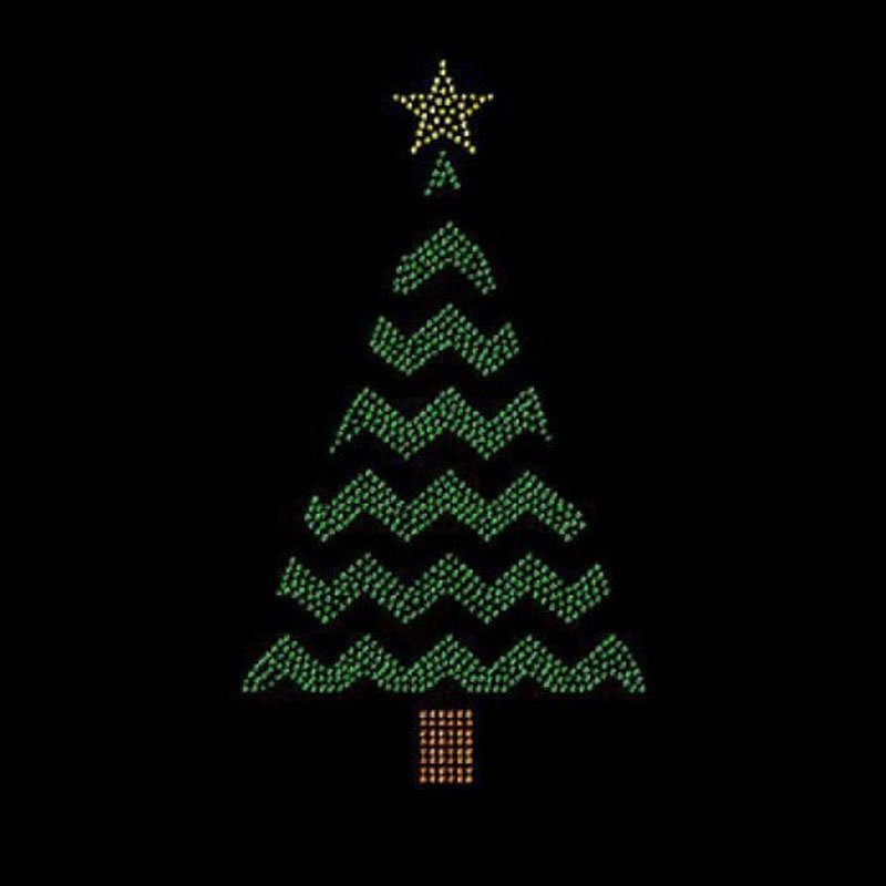 Custom Rhinestone Design Christmas Trees Template Hot Fix Iron on Patch Bling Transfer Christmas Tree Rhinestone Motif for Cloth