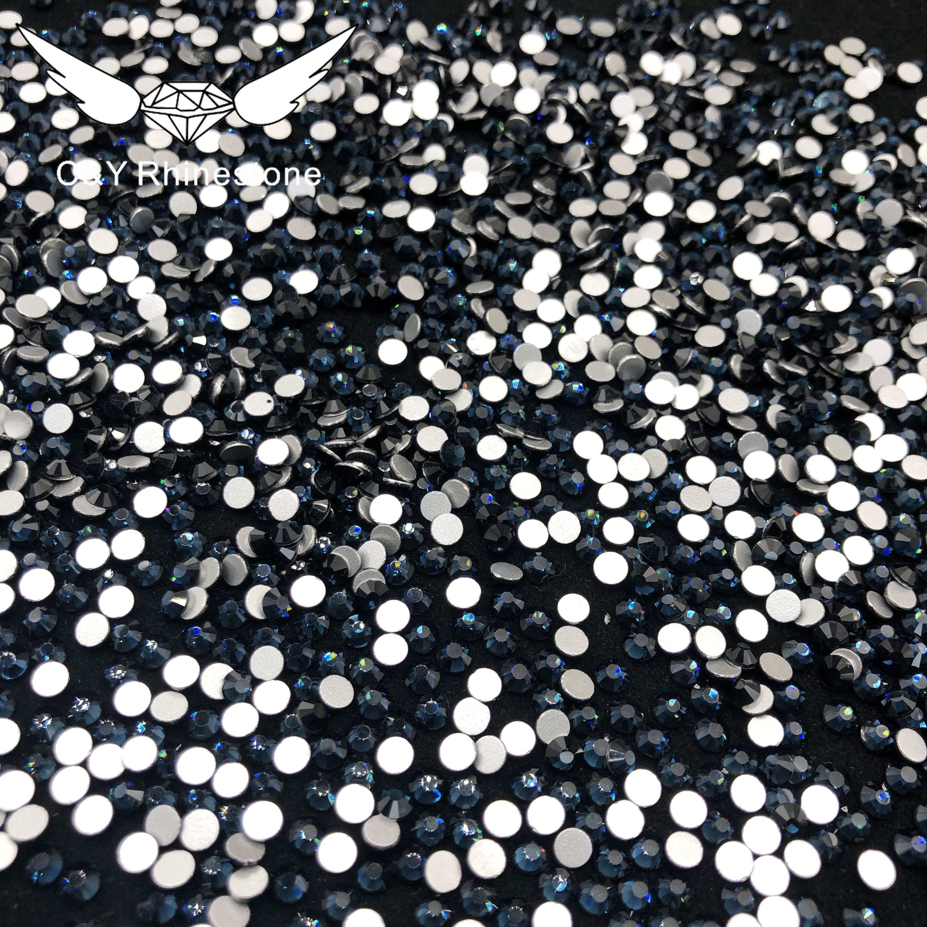 High Quality Nail Art Glass Flatback Round Montana Blue Rhinestone Crystal Designs For Clothes