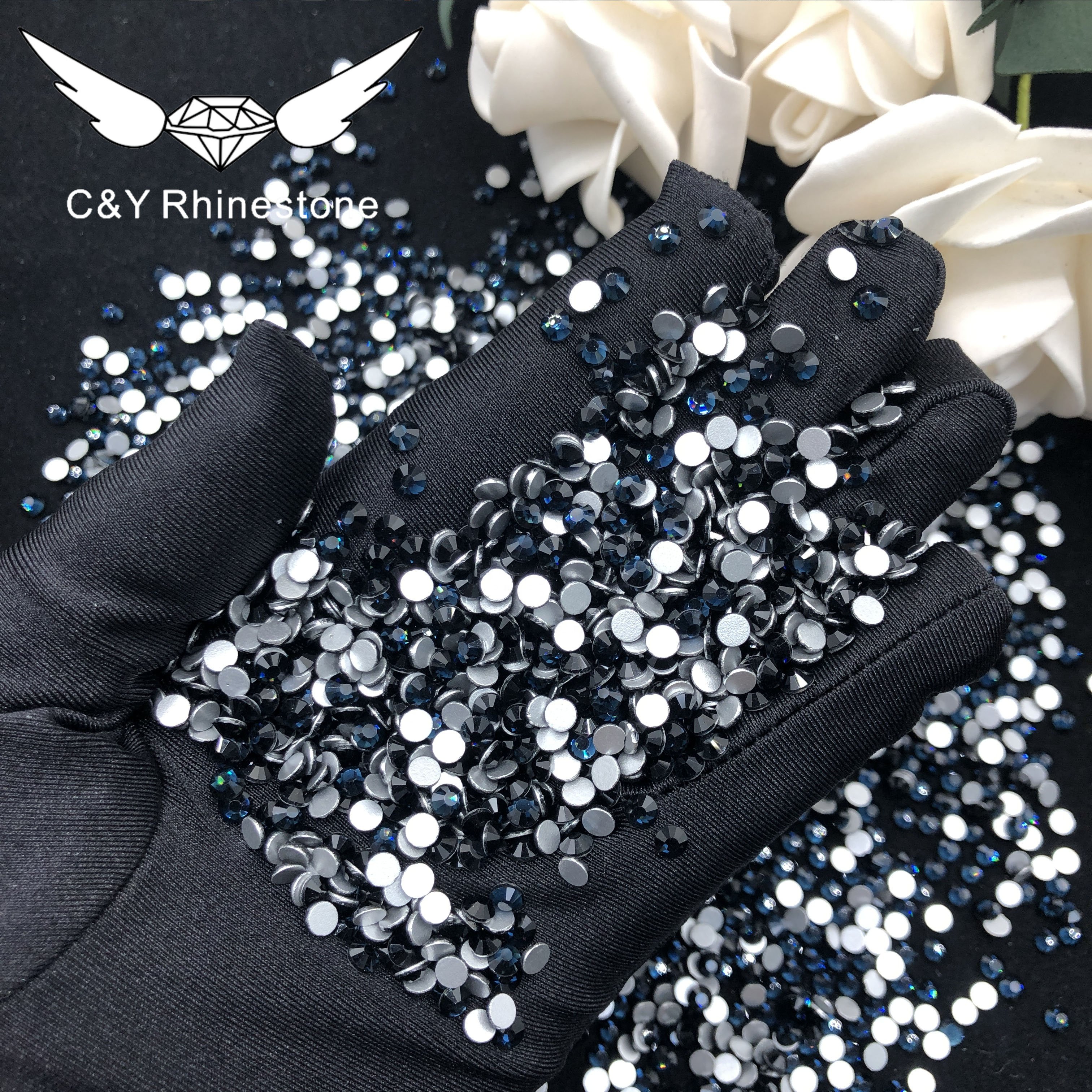 High Quality Nail Art Glass Flatback Round Montana Blue Rhinestone Crystal Designs For Clothes