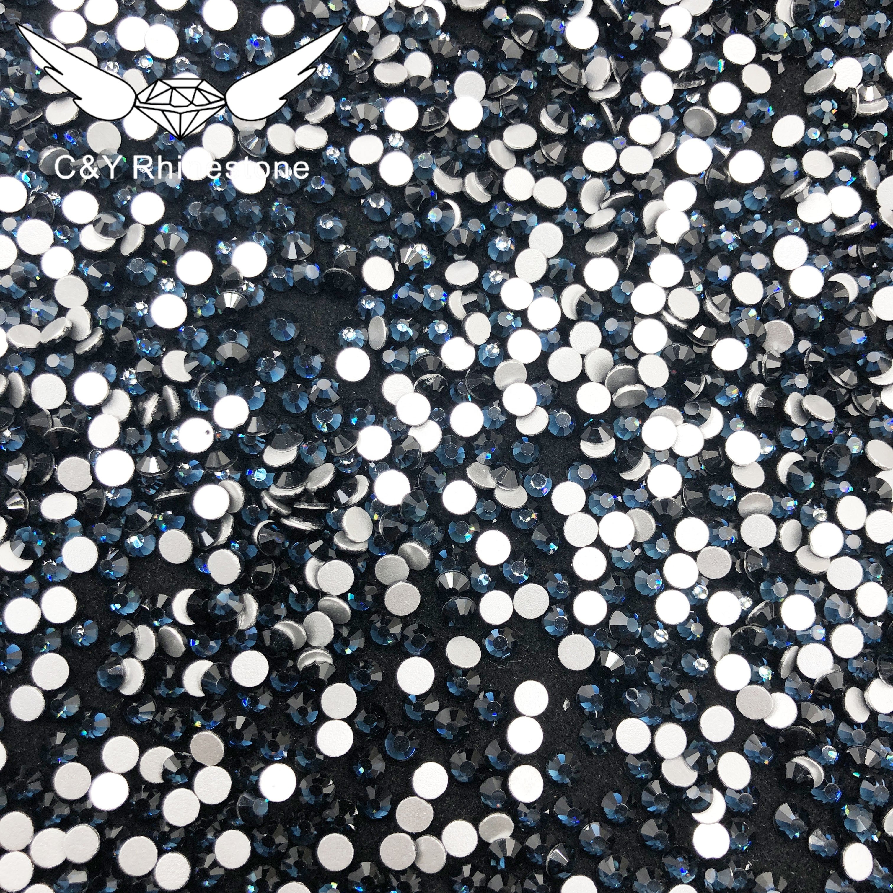 High Quality Nail Art Glass Flatback Round Montana Blue Rhinestone Crystal Designs For Clothes